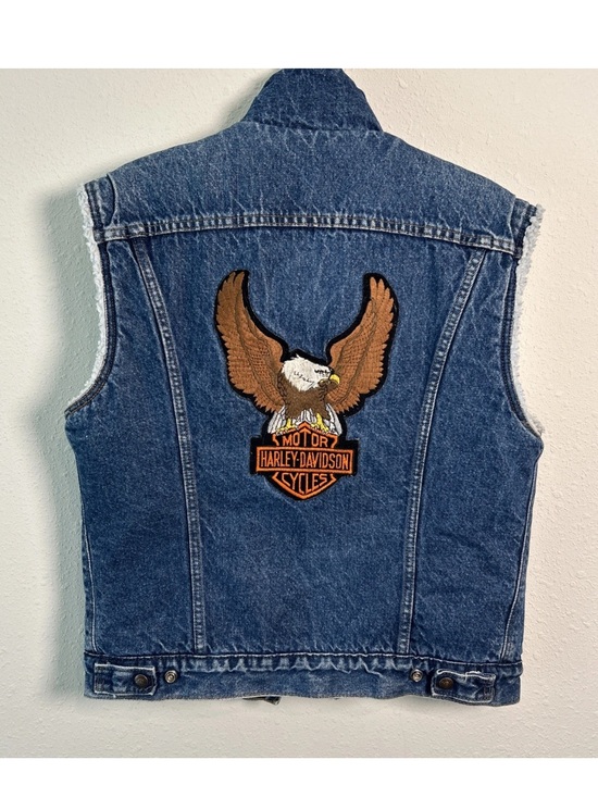 Levi's Other - Vintage 80’s Levi’s Denim Sherpa Lined Vest Harley-Davidson Made In USA Size Med